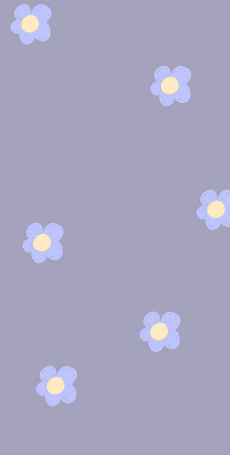 Periwinkle Cute Cartoon Flowers Wallpaper