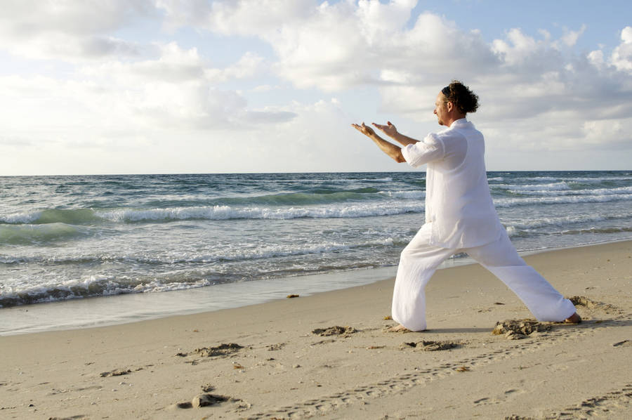 Person Doing Morning Tai Chi Wallpaper