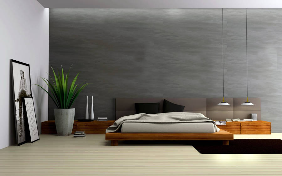 Perspective Design Of A Cozy Bedroom Wallpaper