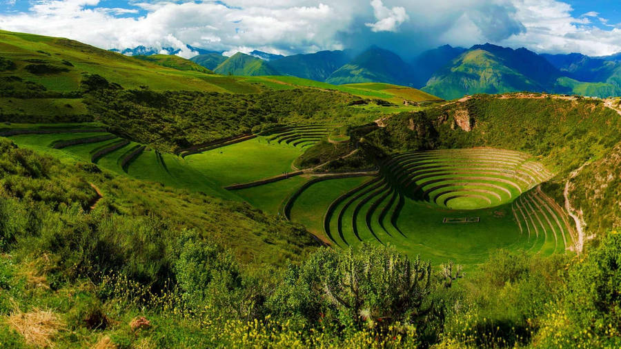 Peru Moray Circular Terraces Wallpaper