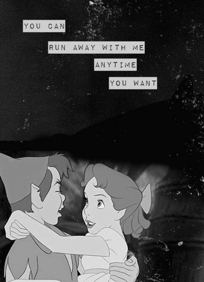 Peter Pan Black And White Wallpaper