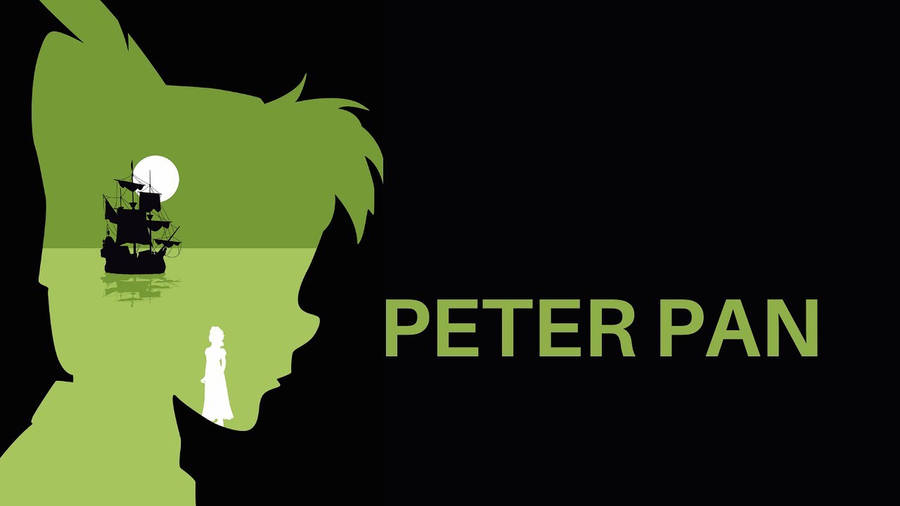 Peter Pan Green Silhouette Wallpaper