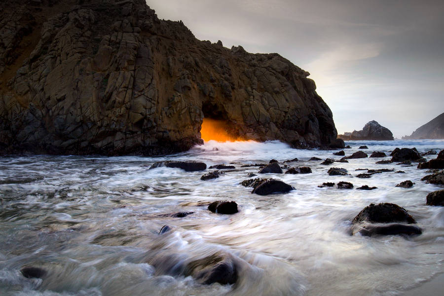 Pfeiffer Beach Ocean Desktop Wallpaper