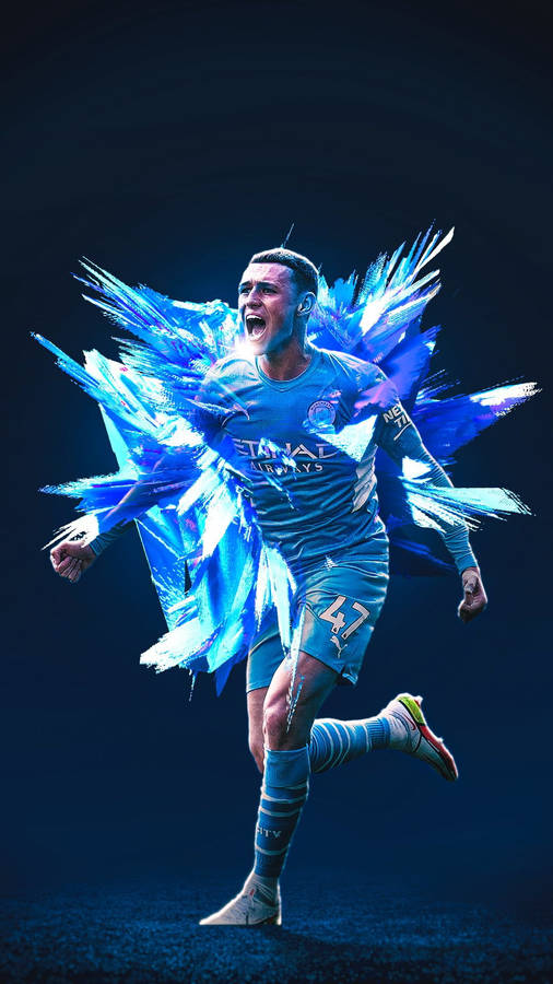 Phil Foden Blue Crystal Art Wallpaper