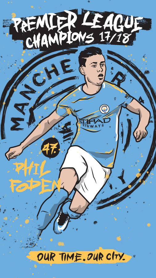 Phil Foden Digital Cartoon Art Wallpaper