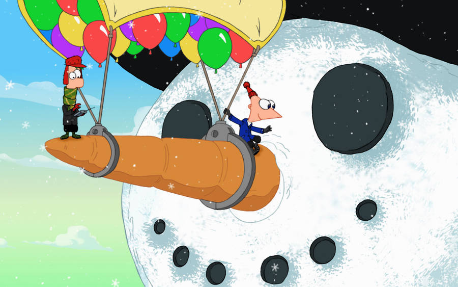 Phineas And Ferb Giant Snowman Wallpaper