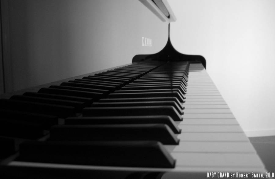 Piano Black Keys Reflection Wallpaper