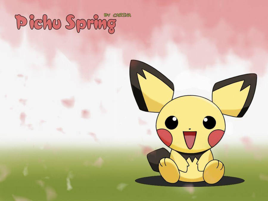 Pichu Smiling On A Springtime Wallpaper