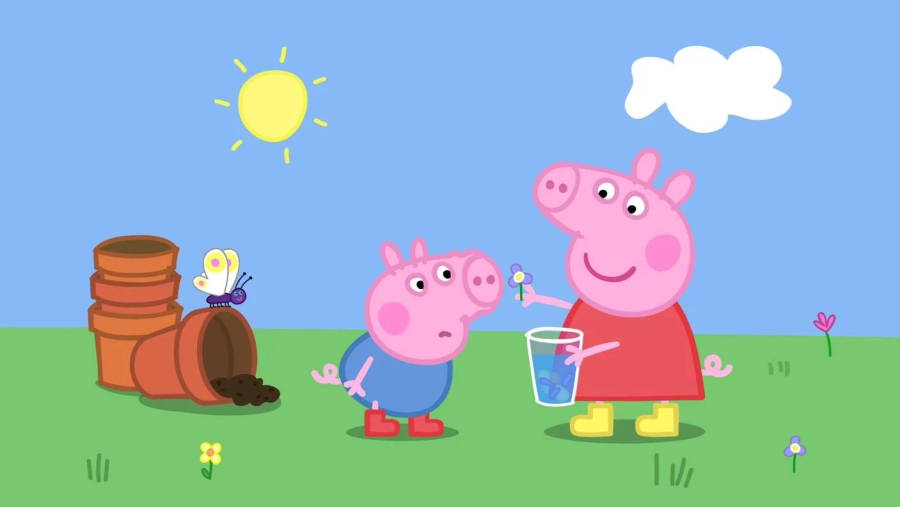 Picking Flowers Peppa Pig Ipad Wallpaper