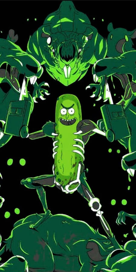 Pickle Rick With Rat Monsters Wallpaper