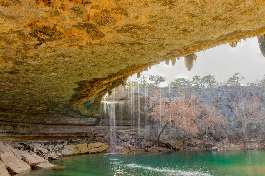 Picturesque View Of Hamilton Pool Preserve, Texas Wallpaper