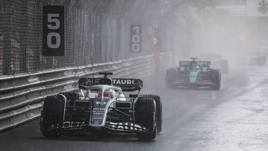 Pierre Gasly Car In Pouring Rain Wallpaper