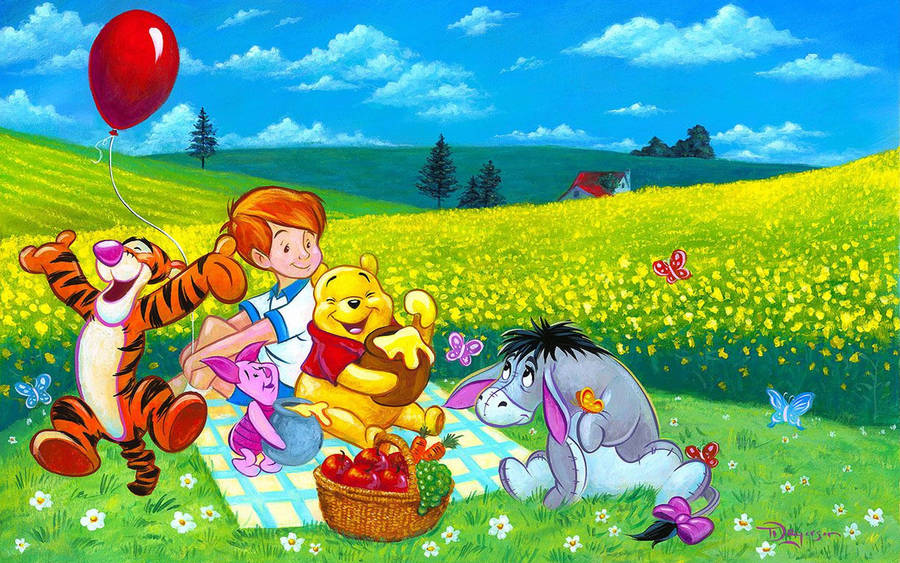 Piglet Picnic Day Wallpaper