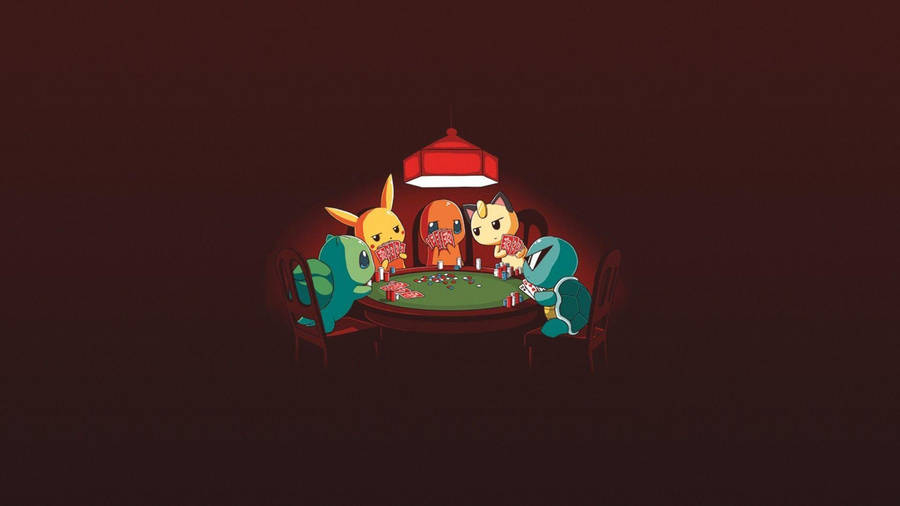 Pikachu And Meowth Playing Card Games Wallpaper