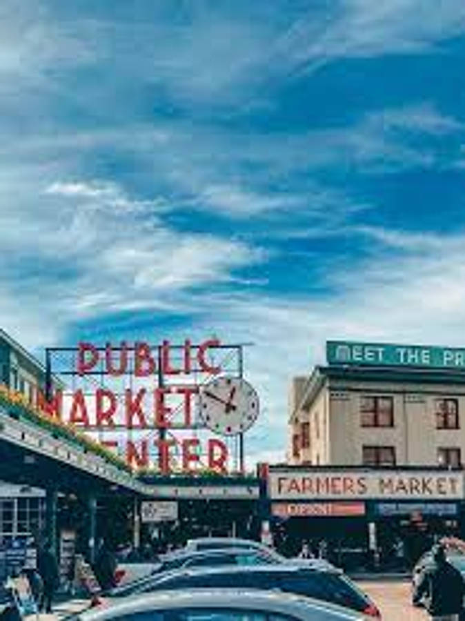 Pike Place Market Blue Sky Wallpaper