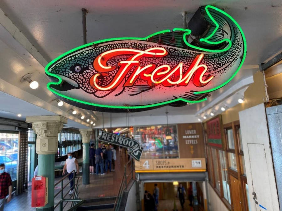 Pike Place Market Fresh Fish Sign Wallpaper