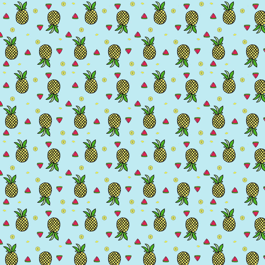 Pineapple And Fruits Pattern Wallpaper