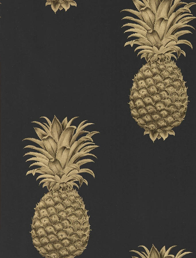 Pineapples In Black Themed Wallpaper