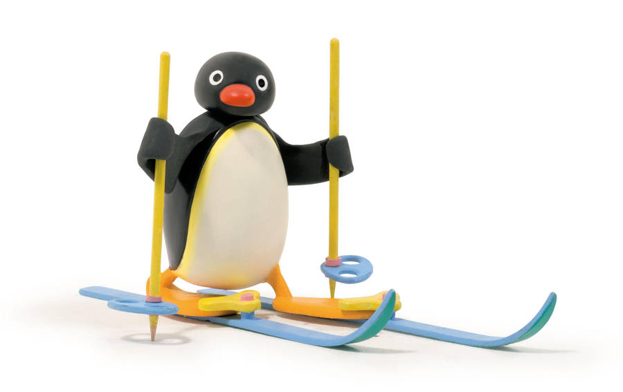 Pingu Alpine Skiing Wallpaper