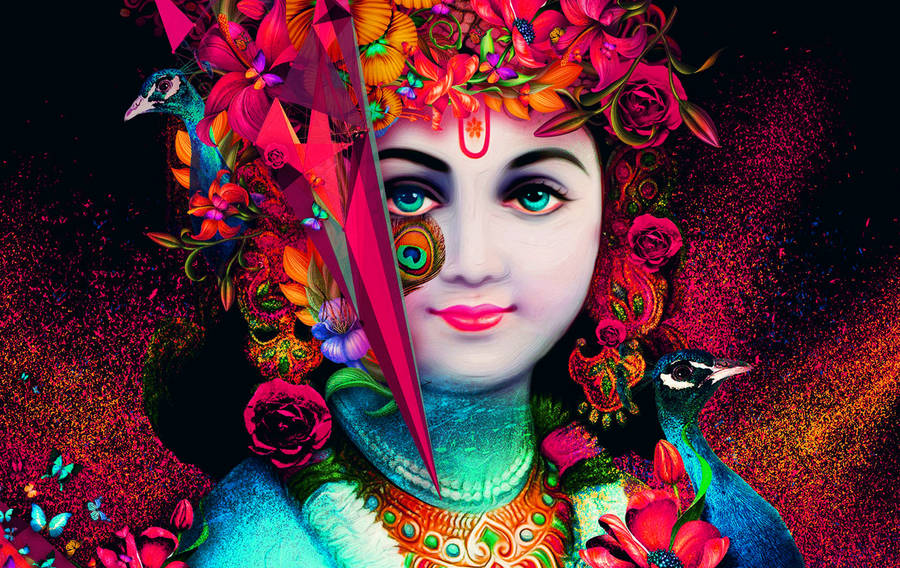 Pink Aesthetic Krishna Wallpaper