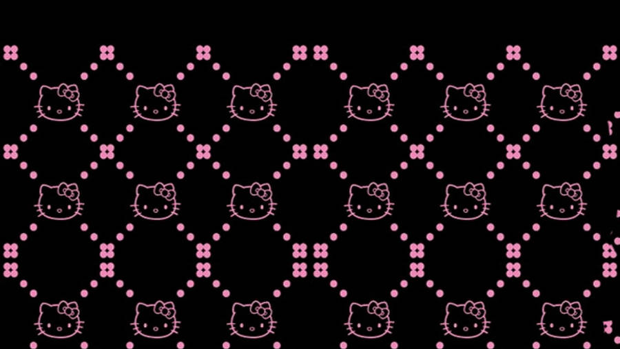 Pink And Black Hello Kitty Pattern Wallpaper