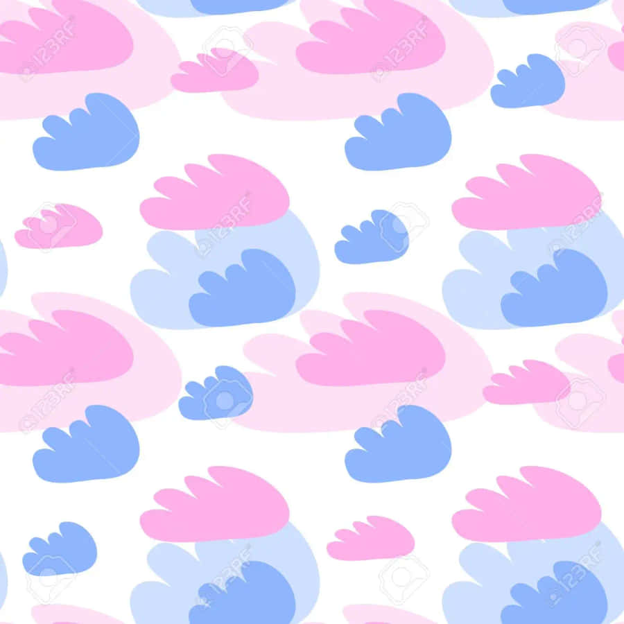Pink And Blue Clouds Seamless Pattern Wallpaper