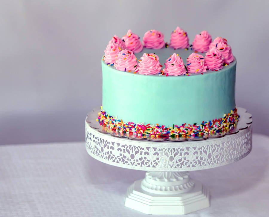 Pink And Blue Rainbow Cake Wallpaper