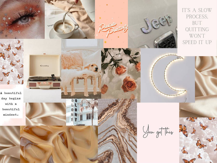 Pink And Brown Collage Neutral Background Wallpaper