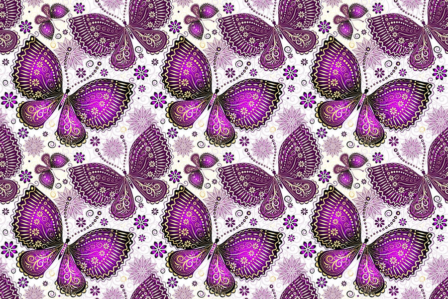 Pink And Purple Butterfly Pattern Wallpaper