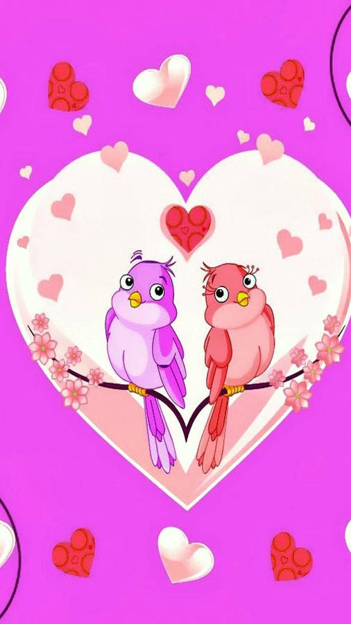 Pink And Purple Love Bnirds Wallpaper