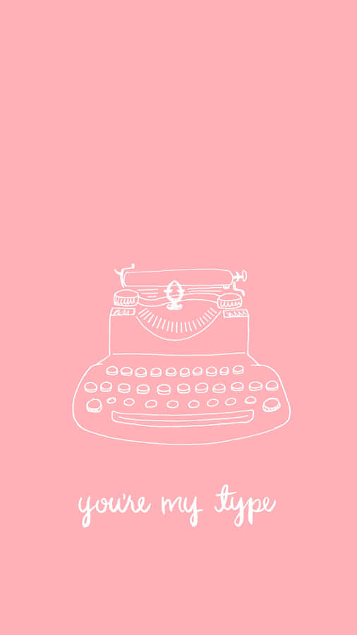 Pink And White Aesthetic Typewriter Minimalist Art Wallpaper