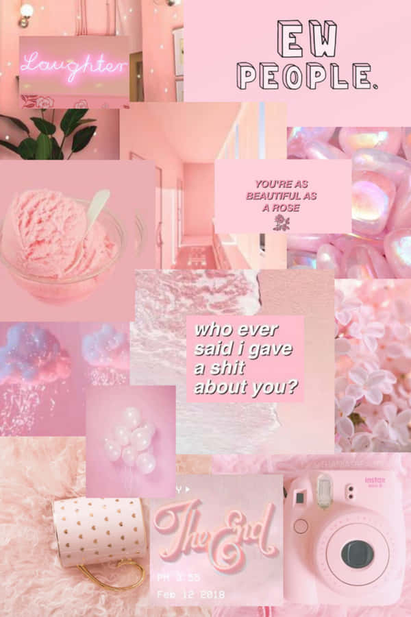 Pink And White Collage With Pink And White Wallpaper