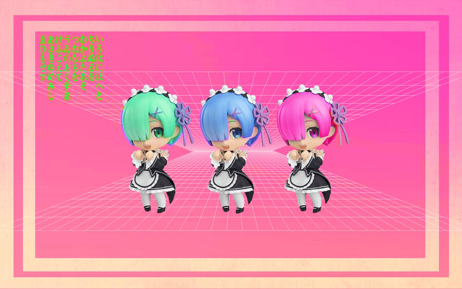 Pink Anime Aesthetic Nendoroid Rem Wallpaper