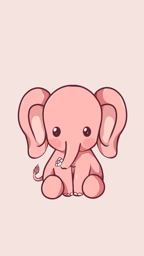 Pink Baby Elephant Cartoon Iphone Wallpaper