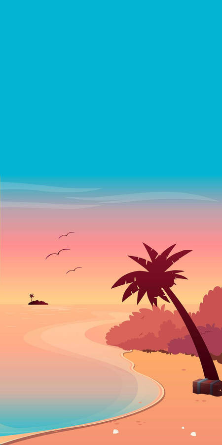 Pink Beach Art Summer Iphone Wallpaper