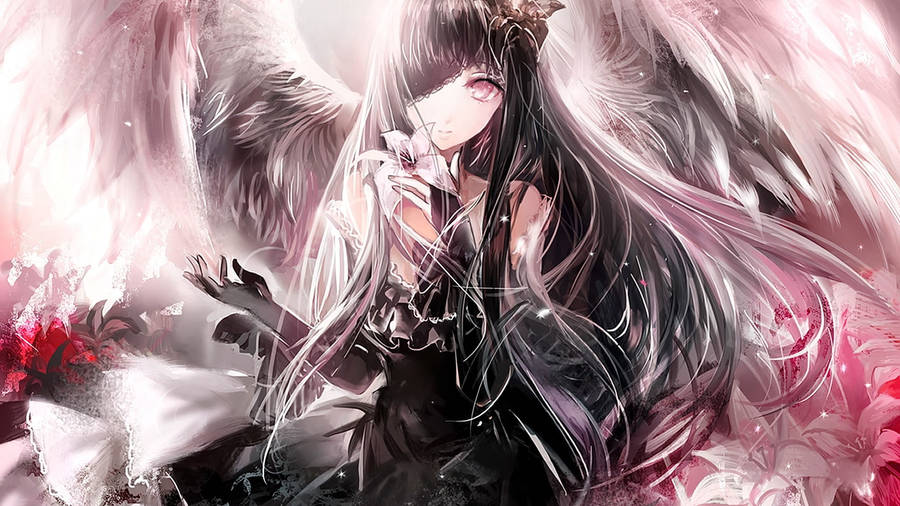 Pink Black Angel Wings Wallpaper