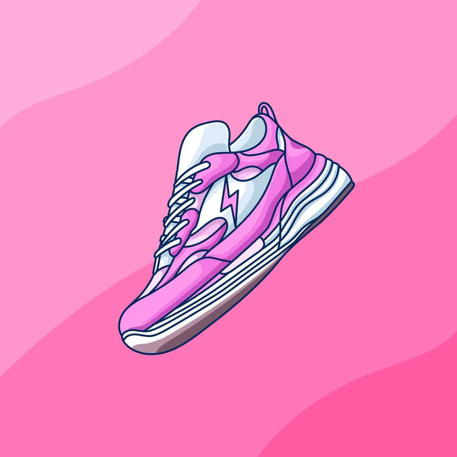 Pink Cartoon Sneaker Vector Art Wallpaper