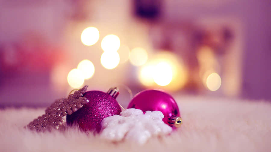 Pink Christmas Ornament Photography Wallpaper