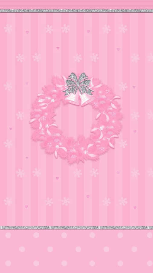 Pink Christmas Wreath Art Wallpaper