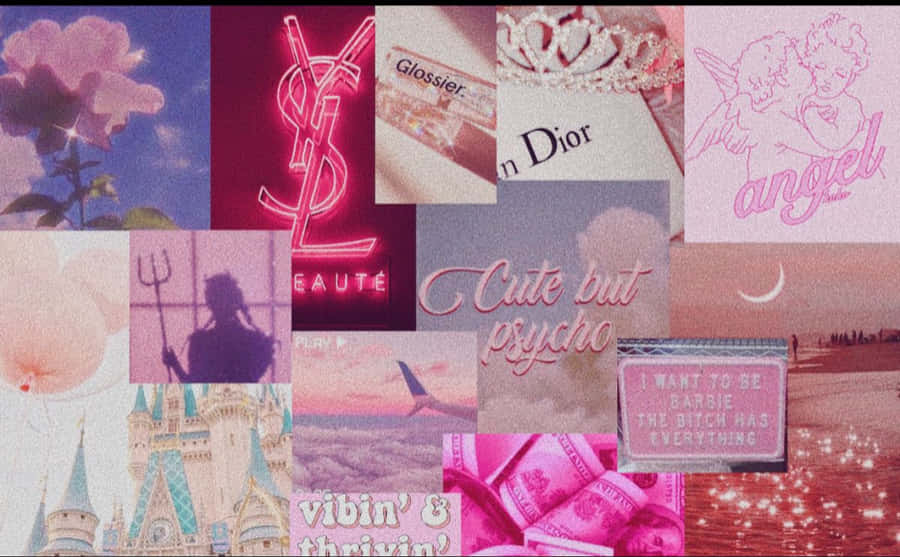 Pink Collage With Many Pictures Of Pink Wallpaper