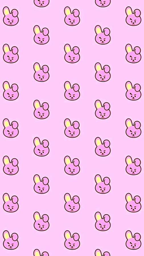 Pink Cooky Pattern Bt21 Wallpaper