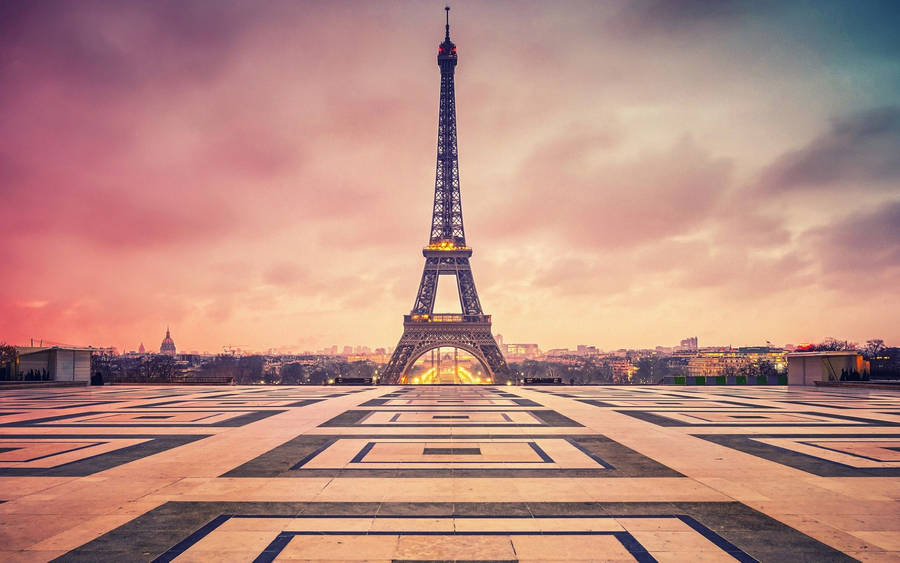 Pink Eiffel Tower Dusk Wallpaper