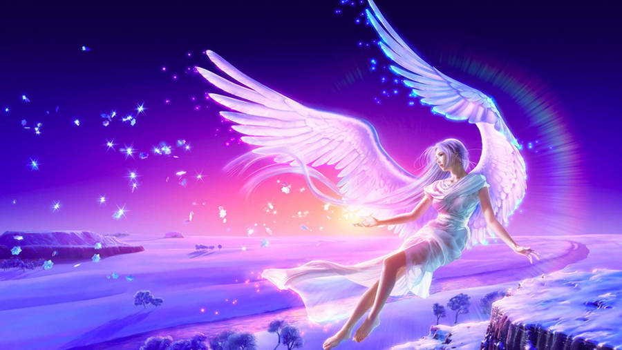 Pink Fairy Flying Night Wallpaper