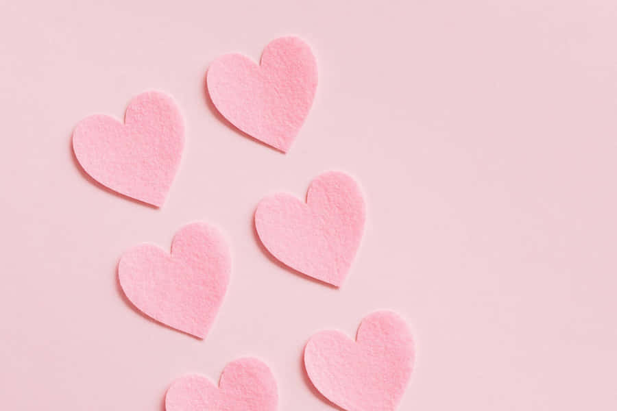Pink Felt Hearts Background Wallpaper