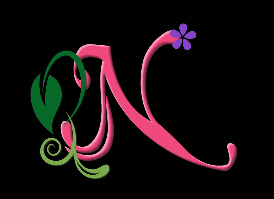 Pink Floral Letter N Wallpaper