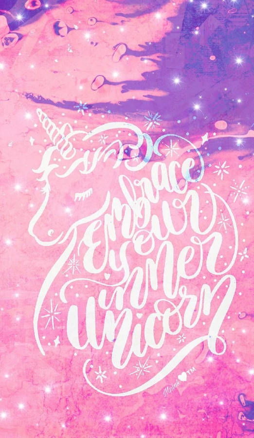 Pink Galaxy Unicorn With Quotes Wallpaper