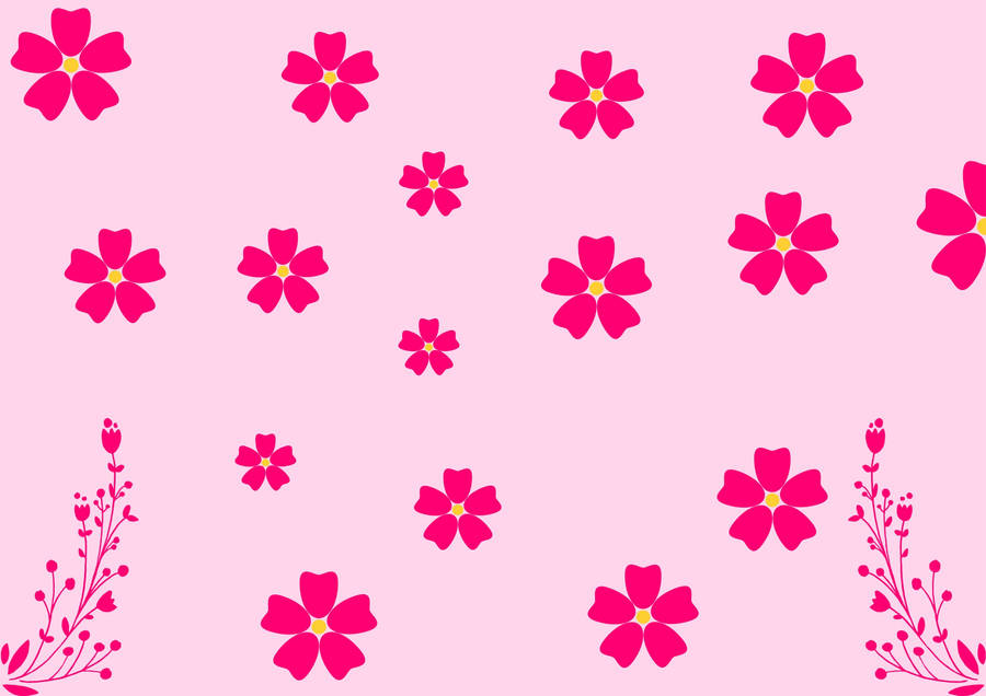 Pink Girly Floral Pattern Wallpaper