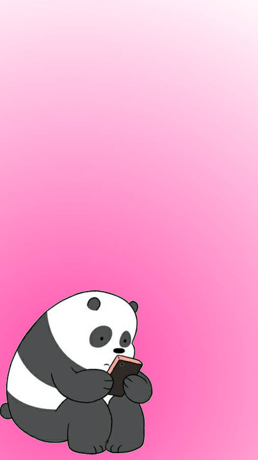 Pink Gradient Panda We Bare Bears Wallpaper