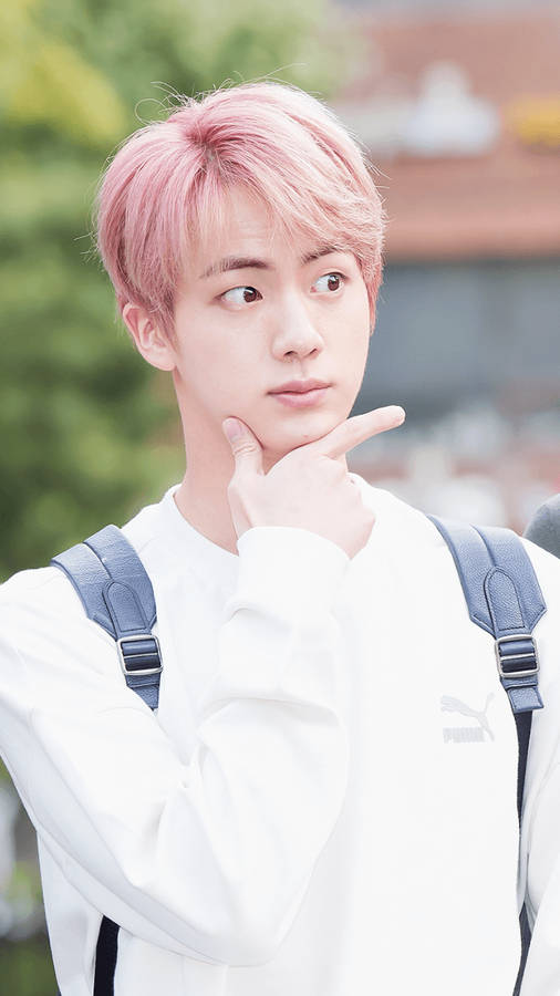 Pink-haired Kim Seok Jin Wallpaper