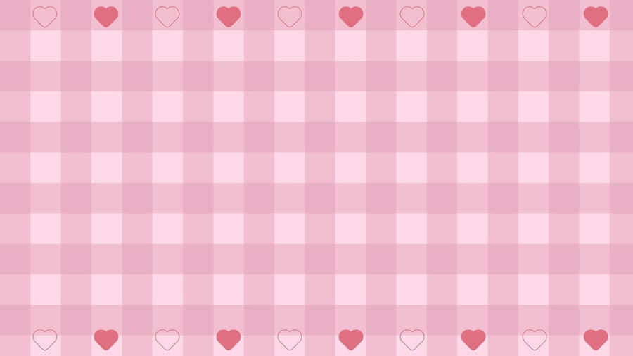 Pink Hearts Checkered Pattern Background Wallpaper